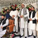 Provincial Minister for Zakat and Ushr Punjab Rana Munawar Ghous addresses a Mehfil-e-Milad and Seerat-un-Nabi (SAW) conference, presided over by Pir Fiyyaz-ul-Hassan Qadri and organized by Sultan Bahu Trust at a private hotel.