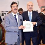 Chairman Senate Syed Yousaf Raza Gilani presenting formal invitation to Speaker of the Grand National Assembly of Türkiye, Numan Kurtulmuş for participation of Türkiye in the upcoming Inter-Parliamentary Speakers' Conference (ISC) to be held in Islamabad from 11-12 November, 2025