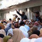 A large number of deserving people wait to receive financial assistance under the Benazir Income Support Programme (BISP) at Government Shaheed Mubeen Shah Afridi Higher Secondary School No. 01 in the provincial capital