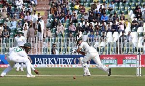 South Africa's players celebrate the dismissal of Pakistani batter Abdullah Shafique during the first day of the second Test match between Pakistan and South Africa at the Rawalpindi Cricket Stadium.