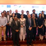 Minister of State for Education and Professional Training Ms. Wajiha Qammar and German Ambassador to Pakistan Ms. Ina Lepel, in a group photograph during the two-day International Dialogue on “TVET in the Shifting Socio-Economic Paradigm” at a local hotel