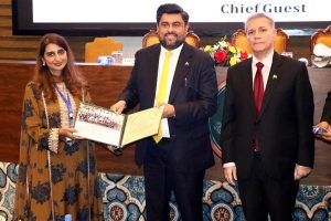 Governor Sindh Kamran Khan Tessori presenting a certificate during the Graduation Ceremony of the 44th Mid-Career Management Course (MCMC) at the National Institute of Public Administration (NIPA) Auditorium