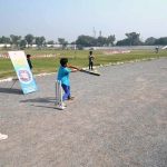 Youngsters playing cricket during an Event on “Integrated Sports, Theatre, and Arts Activities for Creative Healing and Resilience” organized by The Department of Social Welfare Merged Districts, with the support of UNICEF