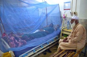 Patients suffering from dengue fever are being treated in an isolation ward at the Lady Reading Hospital.