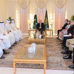 Qatar's Minister for Commerce and Industry Sheikh Faisal bin Thani bin Faisal Al-Thani calls on Prime Minister Muhammad Shehbaz Sharif