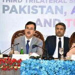Chairman Senate, Syed Yousaf Raza Gilani, addressing as the chief guest at the inaugural session of the third trilateral speakers’ meeting of Azerbaijan, Pakistan, and Turkiye at Parliament House