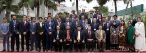 Governor Sindh Kamran Khan Tessori presenting a certificate during the Graduation Ceremony of the 44th Mid-Career Management Course (MCMC) at the National Institute of Public Administration (NIPA) Auditorium
