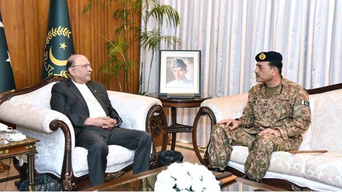 President Asif Ali Zardari in a meeting with Chief of Army Staff, Field Marshal Syed Asim Munir, at Aiwan-e-Sadr