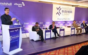 Chairman Senate of Pakistan Yousaf Raza Gilani addresses the inaugural session of the Pakistan Business Summit.