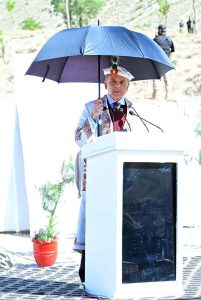 Prime Minister Muhammad Shehbaz Sharif addressing the participants after performing the groundbreaking ceremony of Daanish School.