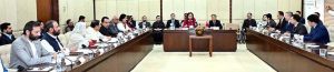 Senator Sherry Rehman, Convener Of Pakistan-China Parliamentary Friendship Group in the Senate and Members of the Friendship Group in a meeting with Mr. Jiang Zaidong Chinese Ambassador to Pakistan at Parliament House.