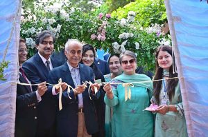 Vice-Chancellor Prof. Dr. Kanwal Ameen (Tamgha-e-Imtiaz) inaugurates food stalls displaying products prepared by students, organized by the Department of Food Sciences & Technology at Government College Women University Faisalabad (GCWUF).