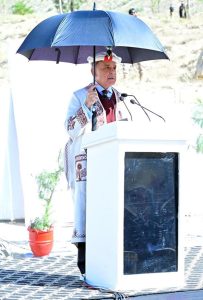 Prime Minister Muhammad Shehbaz Sharif addressing the participants after performing the groundbreaking ceremony of Daanish School.