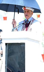 Prime Minister Muhammad Shehbaz Sharif addressing the participants after performing the groundbreaking ceremony of Daanish School.