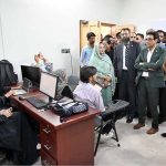 Federal Minister for Federal Education and Professional Training Dr. Khalid Maqbool Siddiqui visits various classes during the celebration of the first year of academic excellence and the launch of the BS Fin-Tech (Financial Technology) program at the Hyderabad Institute for Technology and Management Sciences (HITMS)