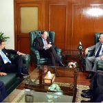 Federal Minister for National Food Security and Research Rana Tanveer Hussain in a meeting with the delegation of Samsons Group of Companies led by General Sir Patrick Sanders and Lord Sarfaraz of Kensington