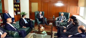 Federal Minister for National Food Security and Research Rana Tanveer Hussain in a meeting with the delegation of Samsons Group of Companies led by General Sir Patrick Sanders and Lord Sarfaraz of Kensington
