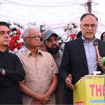 Federal Minister for Planning and Development Ahsan Iqbal addressing inaugural ceremony of Warehouse Steel at Misri shah