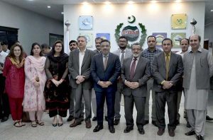 Senator Capt. (R) Shaheen Khalid Butt, Managing Director Pakistan Bait-ul-Mal (PBM), and Executive Director NAVTTC, Muhammad Aamir Jan, sign a Memorandum of Understanding (MoU) between Pakistan Bait-ul-Mal and the National Vocational and Technical Training Commission (NAVTTC) for the accreditation of Women Empowerment Centres (WECs) of PBM, aimed at strengthening vocational training and promoting women’s economic empowerment.