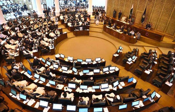 Speaker KP assembly Babar Saleem Swati announcing new elected Chief Minister KP Sohail Afridi after voting