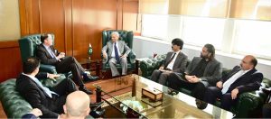 Federal Minister for National Food Security and Research Rana Tanveer Hussain in a meeting with the delegation of Samsons Group of Companies led by General Sir Patrick Sanders and Lord Sarfaraz of Kensington