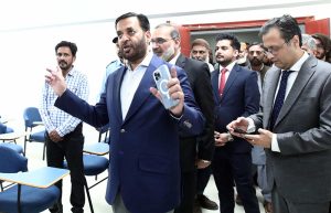 Federal Minister for National Health Services, Regulations & Coordination, Syed Mustafa Kamal, inaugurating the Iqra University Hyderabad Campus at Autobahn Road.