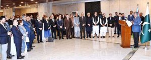 Deputy Speaker National Assembly Syed Ghulam Mustafa Shah addressing the participants of Launch ceremony of the Book "The History of Patriotic War: Personality Factor" jointly organized by the National Assembly of Pakistan and the Embassy of Azerbaijan at the Parliament House.