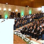 The Hon'ble Chief Justice of Pakistan, Mr. Justice Yahya Afridi, delivering welcome address to the audience of the National Symposium on 'Interfaith Harmony and Fundamental Rights-A Constitutional Imperative', at Supreme Court of Pakistan