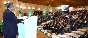 The Hon'ble Chief Justice of Pakistan, Mr. Justice Yahya Afridi, delivering welcome address to the audience of the National Symposium on 'Interfaith Harmony and Fundamental Rights-A Constitutional Imperative', at Supreme Court of Pakistan