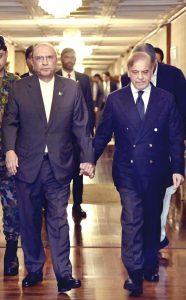 President Asif Ali Zardari with Prime Minister Muhammad Shehbaz Sharif at Aiwan-e-Sadr