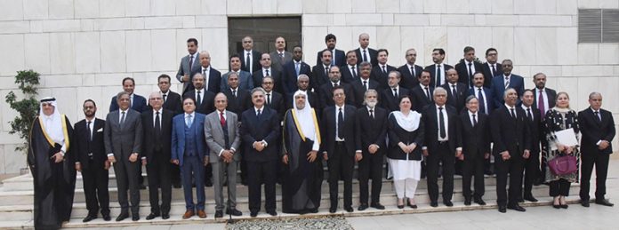 The Hon'ble Chief Justice of Pakistan, Mr. Justice Yahya Afridi, in a group photo with participants of Symposium on 'Interfaith Harmony and Fundamental Rights-A Constitutional Imperative', at Supreme Court of Pakistan