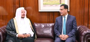 Chairman of Shura Council of the Kingdom of Saudi Arabia Dr. Abdullah bin Mohammed bin Ibrahim Al-Sheikh called on Speaker National Assembly Sardar Ayaz Sadiq at Parliament House.