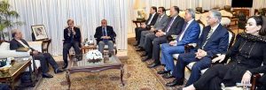 President Asif Ali Zardari in a meeting with Prime Minister Muhammad Shehbaz Sharif and other parliamentarians at Aiwan-e-Sadr