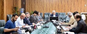 Federal Minister for National Food Security and Research, Rana Tanveer Hussain chairing a meeting on cooperative farming and marketing with Rana Iftikhar Muhammad, President Chamber of Agriculture Punjab.