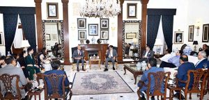 Sindh Chief Minister Syed Murad Ali Shah meets with a delegation from Meta, led by Director Public Policy for South Asia, Sarim Aziz at CM House.