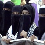 Female members of Sunni Ulema Council stages a protest outside the National Press Club against Israeli aggression and the arrest of former Senator Mushtaq Ahmed along with members of the International Samoud Flotilla by Israeli forces.