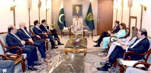 Chairman Senate Syed Yousaf Raza Gilani in a meeting with delegation comprising of members of the Malam Jabba International Advisory Board (IAB) led by Lord Amir Sarfraz of Kensington (Member Of The House Of Lords) at Parliament House