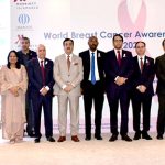 Chairman Senate, Syed Yousaf Raza Gilani in a group photo with participants of the World Breast Cancer & Mental Health Awareness Seminar