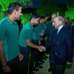 Prime Minister Muhammad Shehbaz Sharif interacts with the management and players of Pakistan Cricket team