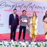 Parliamentary Secretary for Information & Broadcasting, Barrister Danyal Chaudhry, along with Misbah Khar, Advisor to the Chairman Senate and Ambassador of the Inter-Parliamentary Speakers' Conference (ISC), and Principal Shagun Irfan of Westminster School, distribute certificates and shields among the highest achievers at the "Investiture and High Achievers Ceremony" at Westminster International School