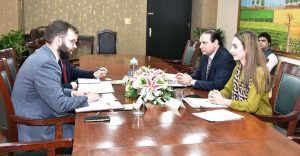 Ambassador For The Inter-Parliamentary Speakers' Conference (ISC), Ms. Misbah Khar and Advisor to the Chairman Senate Accompanied by Senior Director General Protocol Tariq Bin Waheed in a meeting with Mr. Anton Berniakovich Head Of Political Section Of The Embassy Of Russian Federation in connection with the preparation for the upcoming Inter-Parliamentary Speakers' Conference (ISC) to be held in Islamabad from 11-12 November 2025.