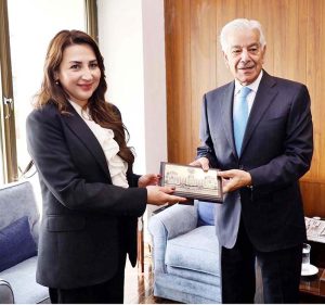 Chargé d'Affaires of USA Embassy, Ms. Natalie Baker called on Minister for Defence Khawaja Muhammad Asif.