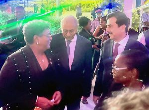 Syed Yusuf Raza Gillani, Chairman Senate met with Prime Minister of Barbados Mia Amor Mottley during opening of Commonwealth Parliamentary Conference.