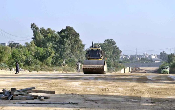 A view of construction work of 10th Avenue underway during development work in Federal Capital