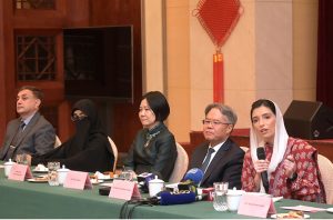 Chinese Ambassador to Pakistan, Jiang Zaidong addresses the “A Shared Beaming Moon, All United Hearts and Hands” Mid-Autumn Festival celebration, hosted by the Chinese Embassy. The event was attended by children who have undergone heart surgeries along with their parents, officials from the Pakistan Institute of Cardiology, Vice President Pan Xiangbin of Fuwai Hospital (via video link).