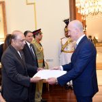 Ambassador-designate of the Republic of Lebanon, Abdullaziz Issa presenting his credentials to President Asif Ali Zardari at Aiwan-e-Sadr