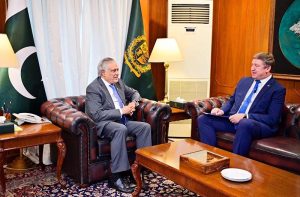 The newly appointed EU Ambassador to Pakistan, Mr. Raimundas Karoblis called on Deputy Prime Minister and Foreign Minister Senator Mohammad Ishaq Dar, at MoFA.