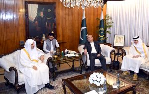 Secretary General of the Muslim World League (MWL) and Chairman of the Organisation of Muslim Scholars, Dr Mohammad bin Abdulkarim Al-Issa, calls on President Asif Ali Zardari at Aiwan-e-Sadr