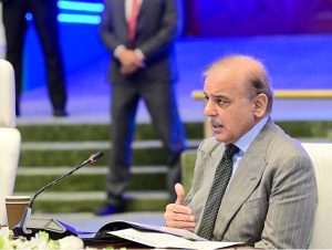 Prime Minister Muhammad Shehbaz Sharif addresses the Regional Transport Ministers' Conference
