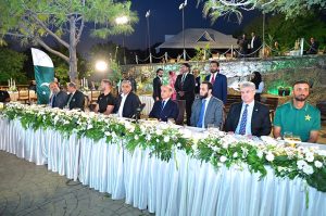 Prime Minister Muhammad Shehbaz Sharif addresses the managements and players of Pakistan and South African Cricket team